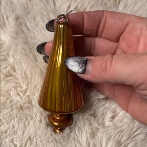 Polish/Czech glasswork gold mercury-glass– Finial blown glass Christmas ornament